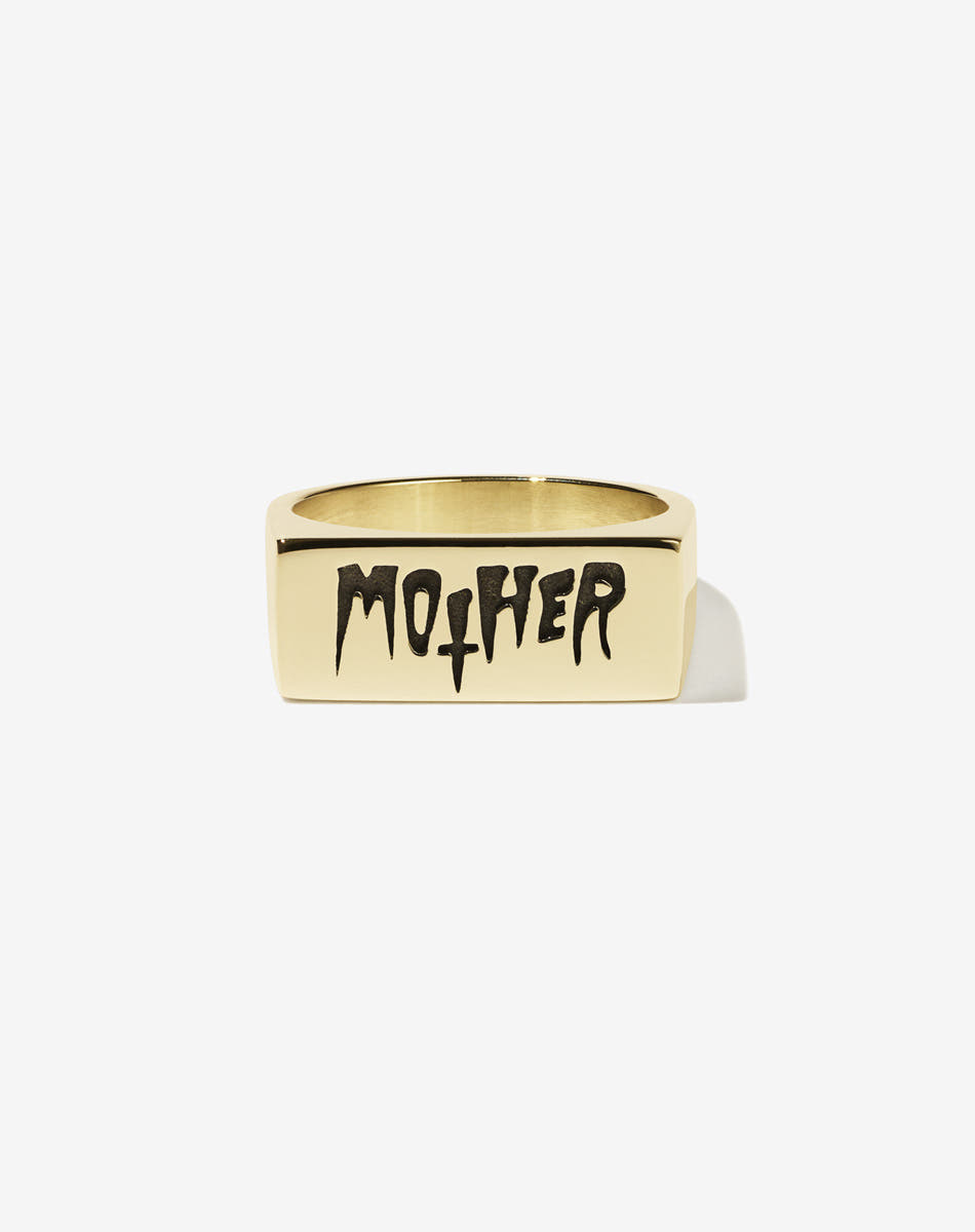Nell Mother Ring Oxidised | 9ct Yellow Gold