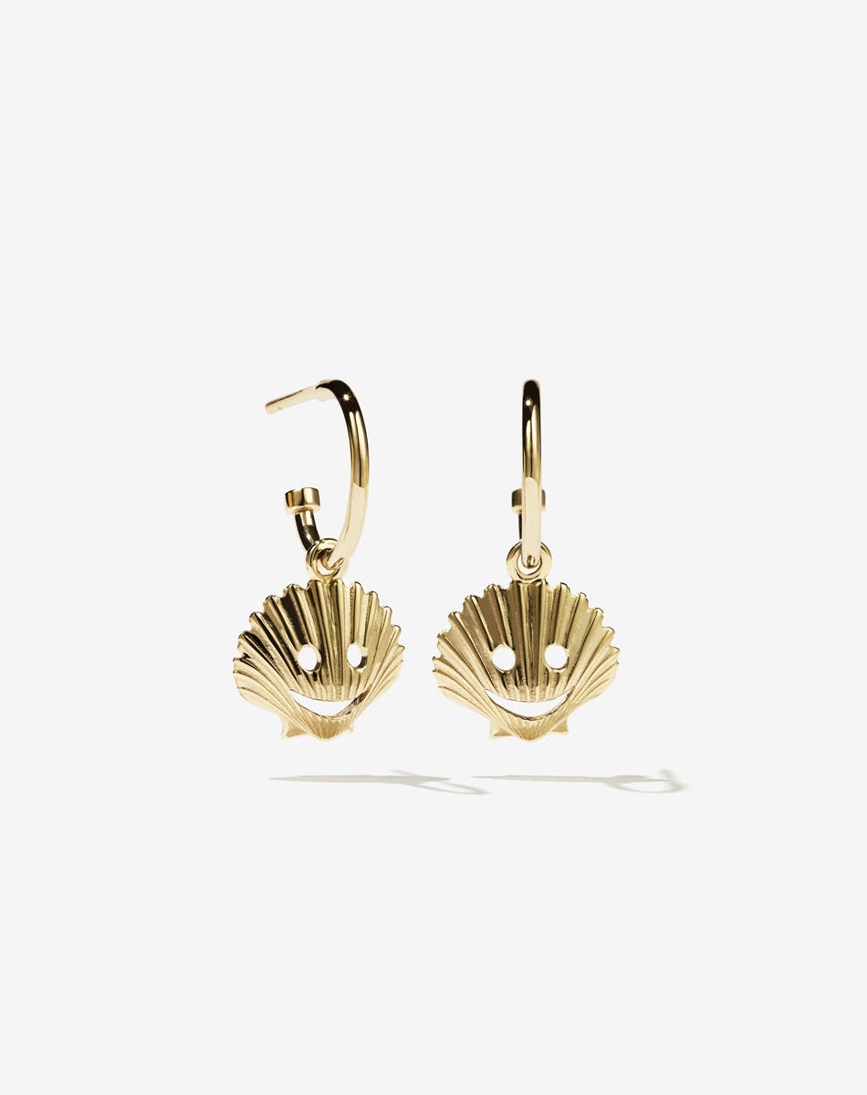 NELL Shell Signature Hoops | 23k Gold Plated
