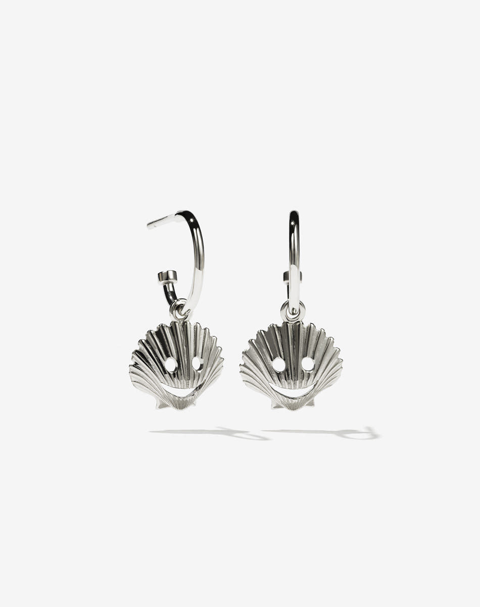 NELL Shell Signature Hoops | Sterling Silver