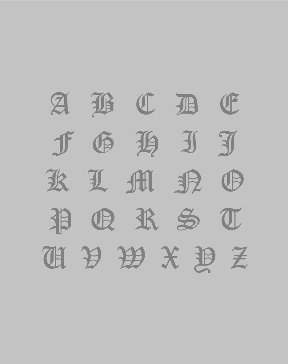 Old english font selection for Meadowlark Jewellery designs