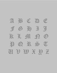 Old english font selection for Meadowlark Jewellery designs