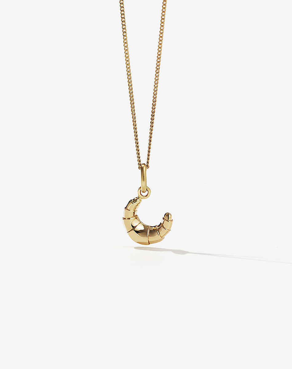 Gold Croissant Charm Necklace