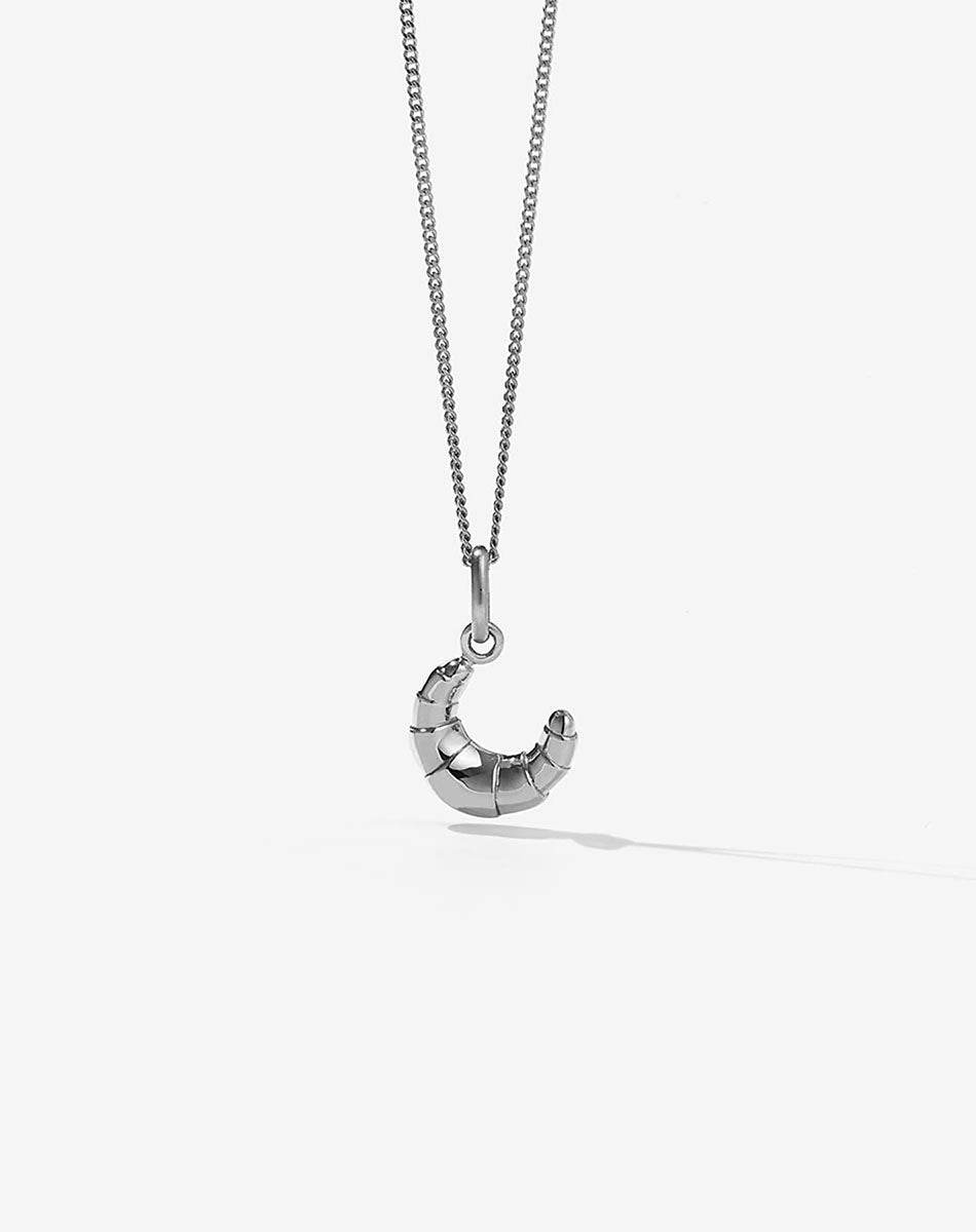 Silver Croissant Charm Necklace
