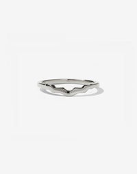 A wedding ring with stepped curves to fit with an engagement ring in 14ct white gold