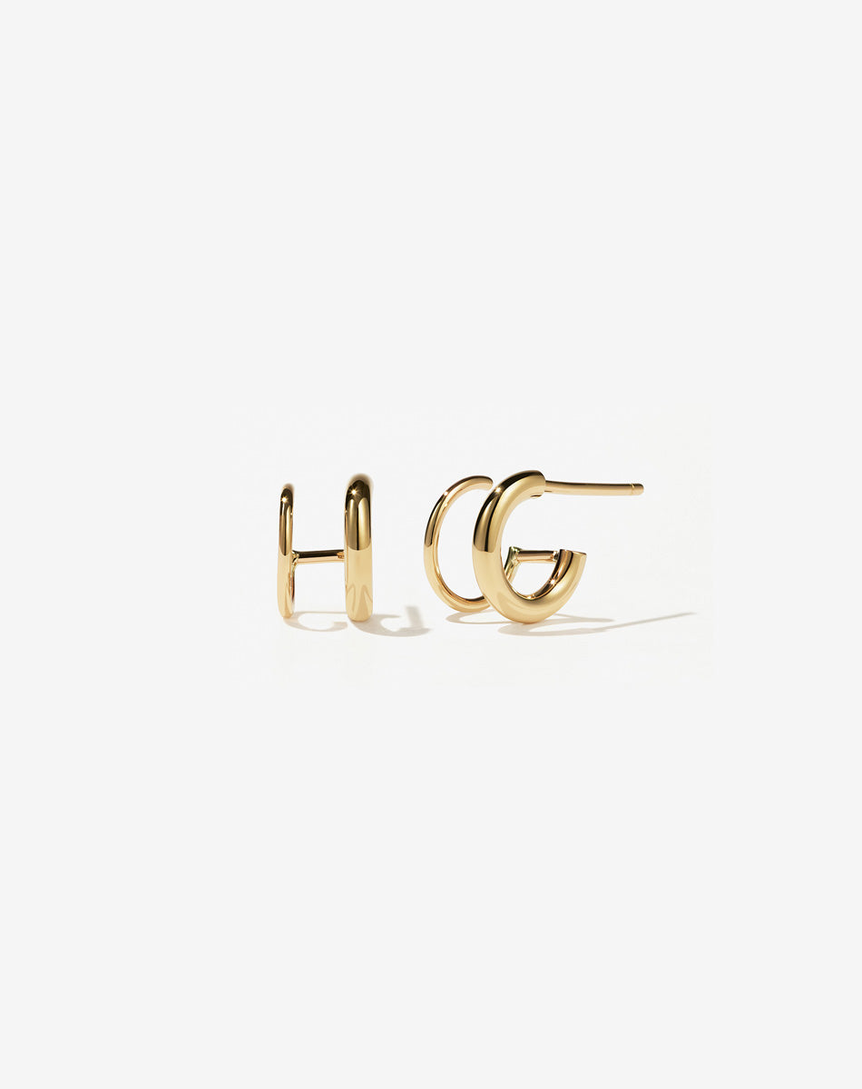 Double cuff gold earrings