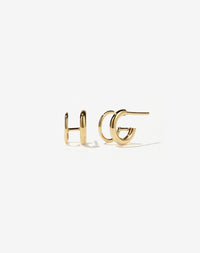 Double cuff gold earrings