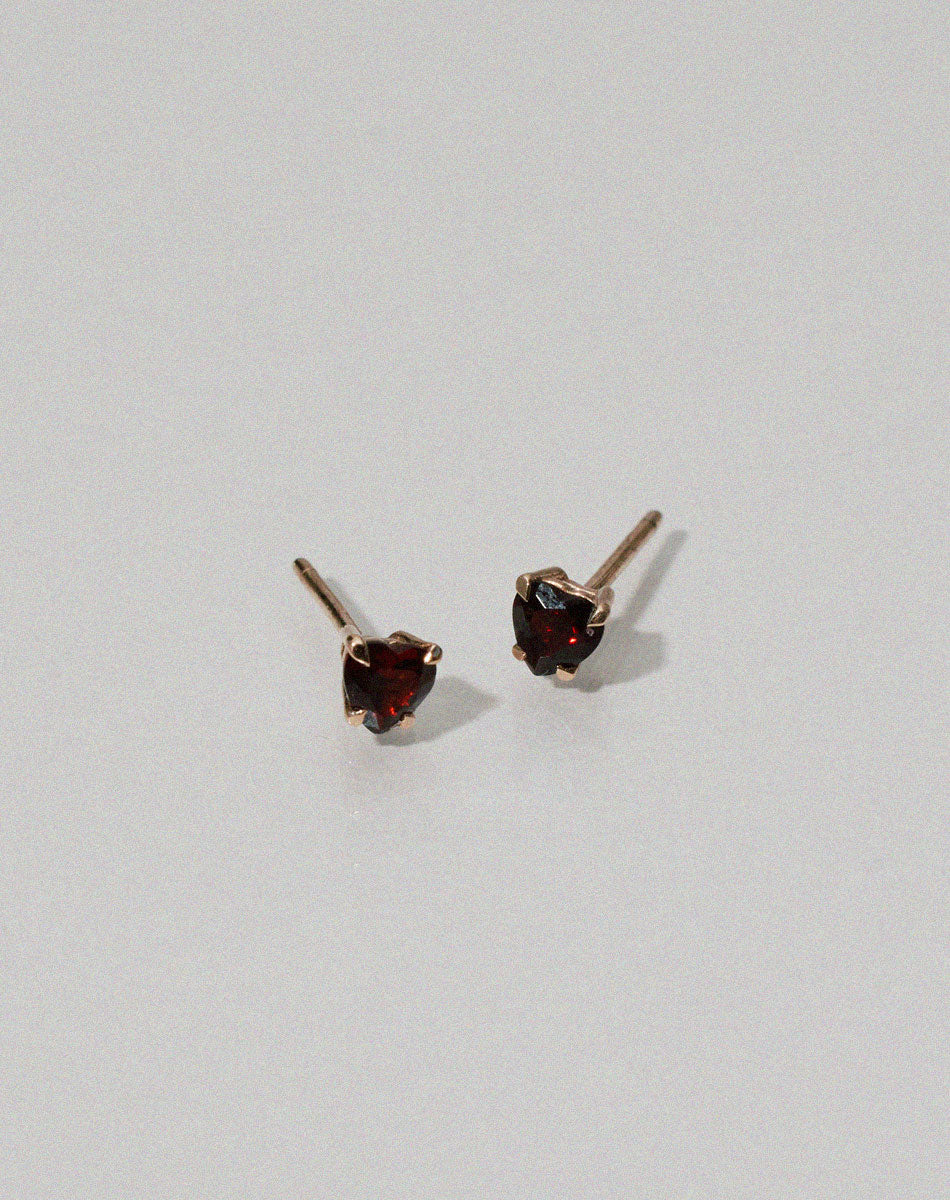 Micro Heart Jewel Studs | 9ct Yellow Gold