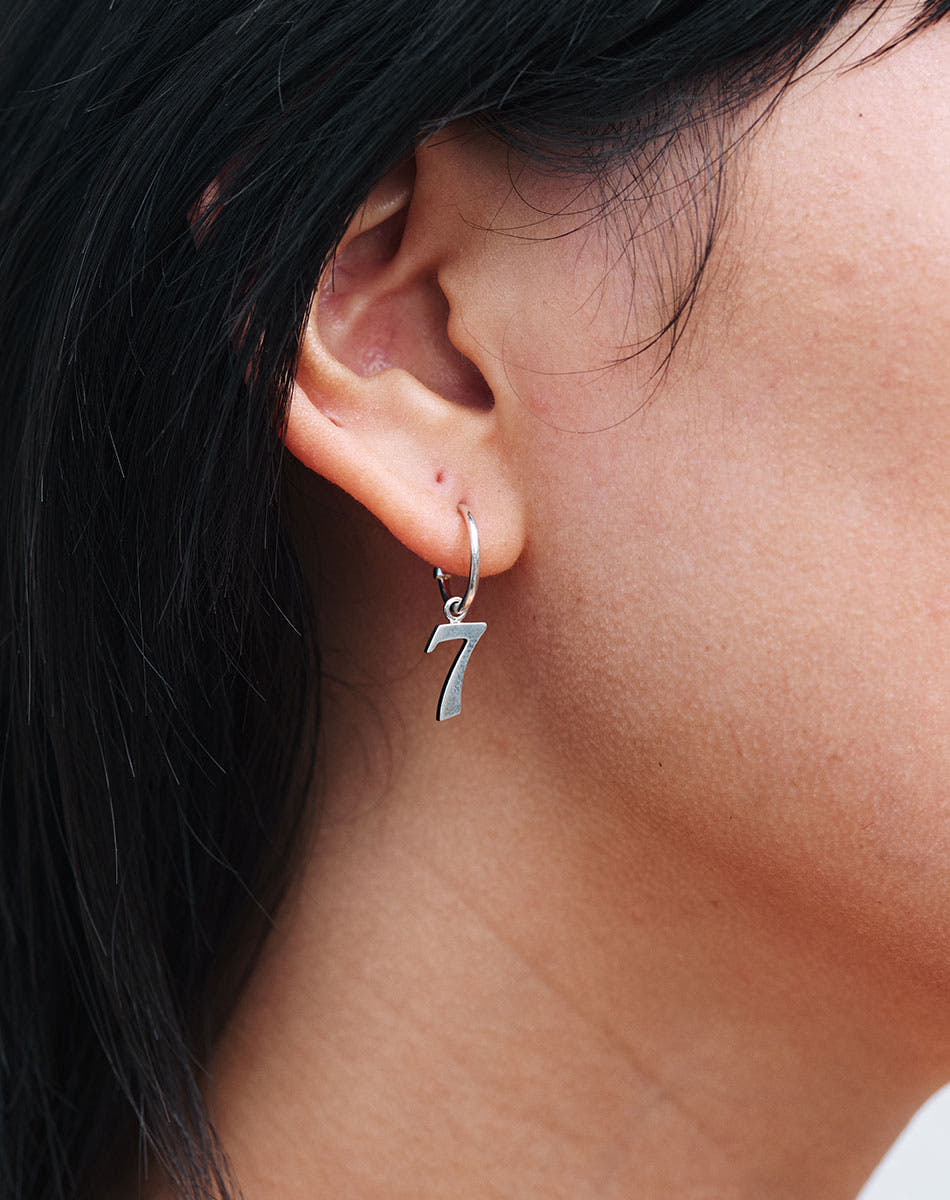 Old English Number Hoops | Sterling Silver