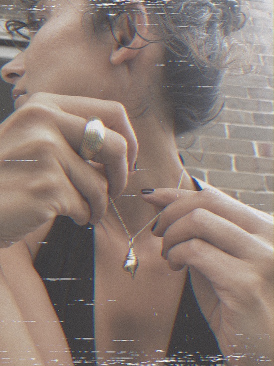 Ilkin wearing the Conch Charm Necklace &amp; Hera Ring.